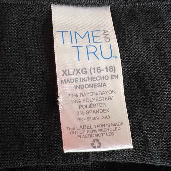 Time and Tru Womens Cardigan Sweater Open Front Lightweight Long Sleeve Black XL - Picture 8 of 9